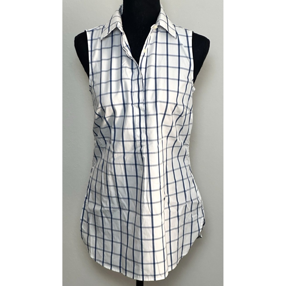 Land's End Women's Sleeveless Pullover Blouse Blue & White Size‎ (S)